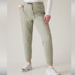 Athleta Quilted Track Pants in Green SZ 14